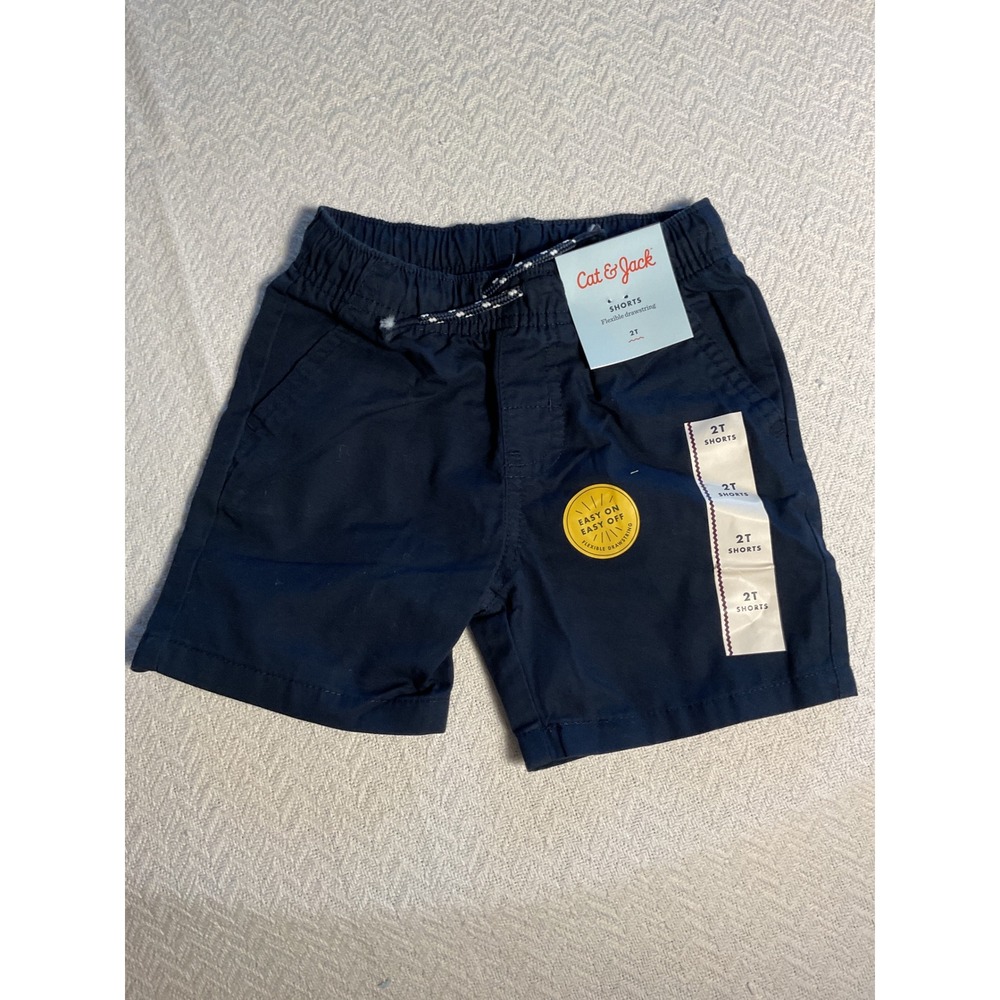 Boys Navy Blue Cat & Jack Shorts Size 2T Flexible Drawstring Easy On Off NEW